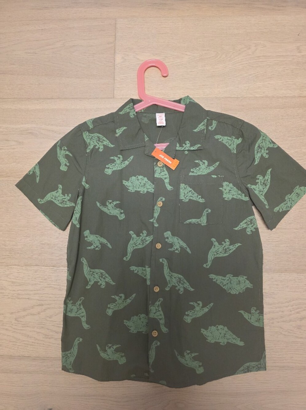 NWT Joe Fresh Green Dinosaur Print Button-Up Shirt L 10 - 12